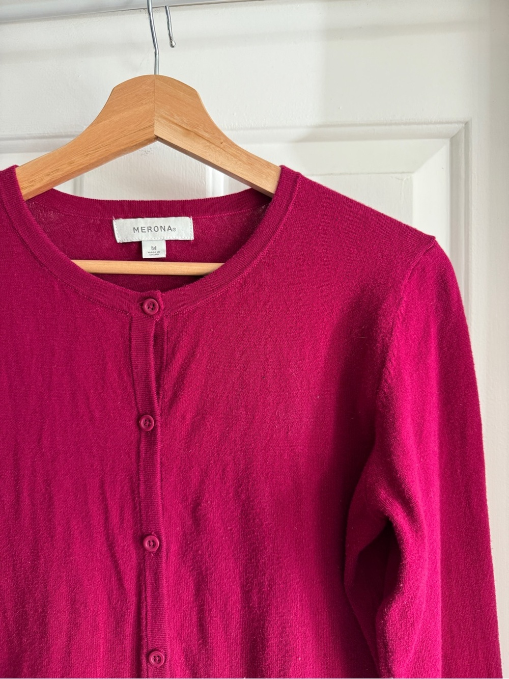 Merona Magenta Crewneck Button Cardigan